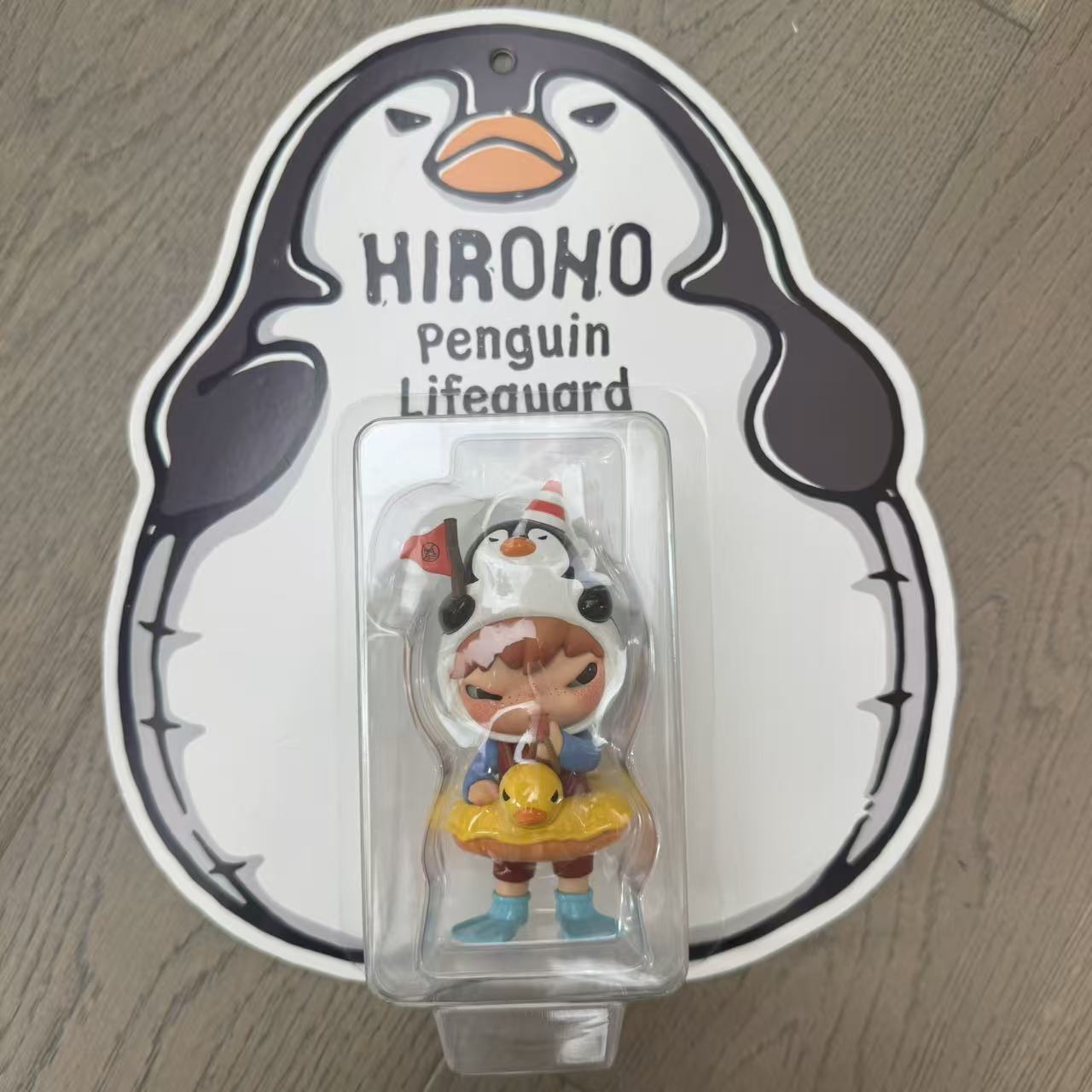 POP MART Hirono Penguin Lifeguard Figurine Hanging Card
