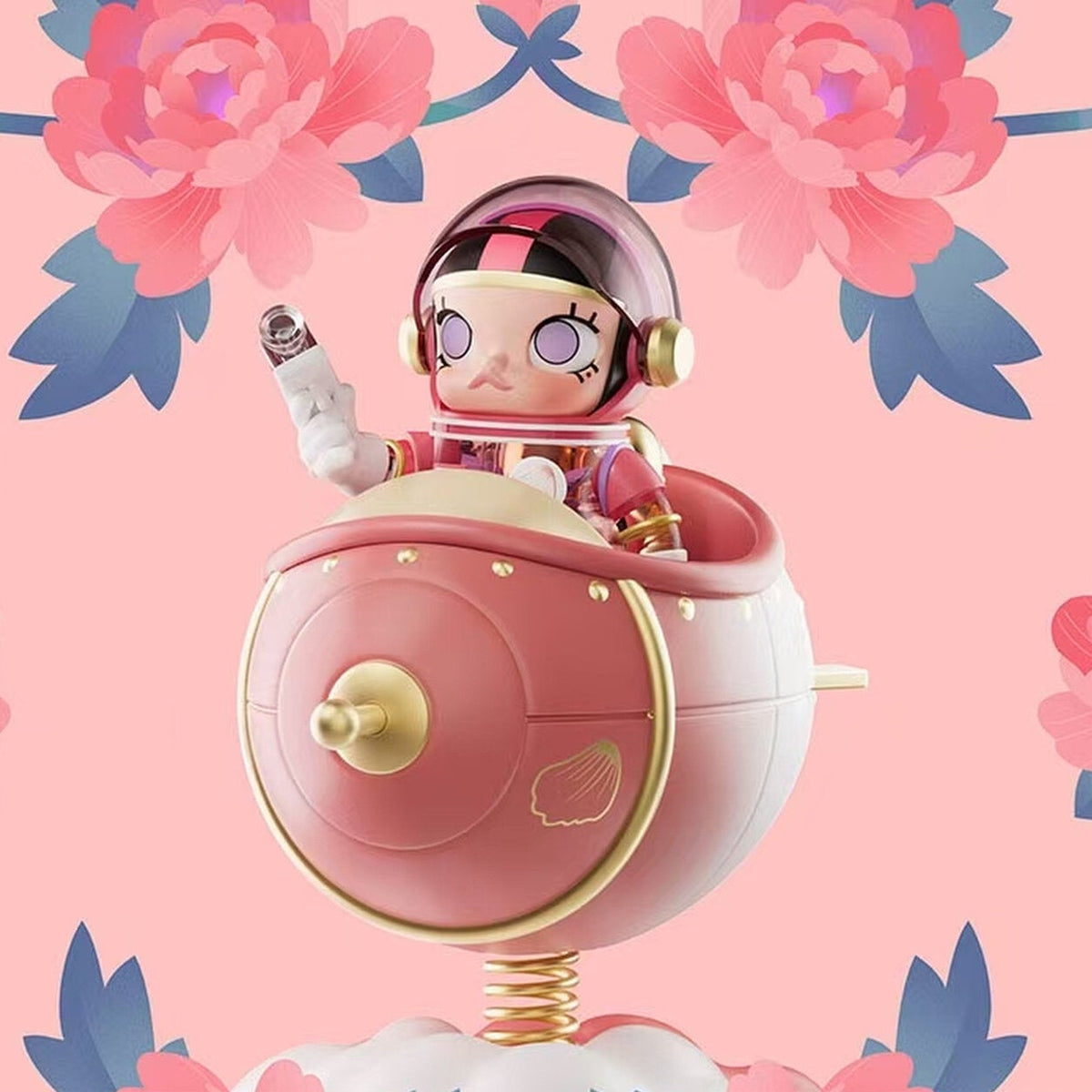 MEGA SPACE MOLLY 100% Blooming Series Peony SAKURA ORCHID LOTUS SILVER FERN Figure