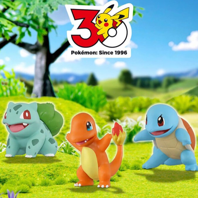 TAKARA TOMY Moncolle Pokémon 30th Anniversary 3-Piece Set Pikachu Figure Desktop Ornament Collectible Toy