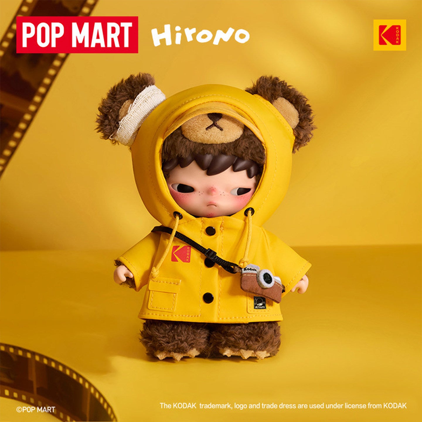 POP MART Hirono × Kodak Little Bear Vinyl Plush Pendant, Korea Exclusive