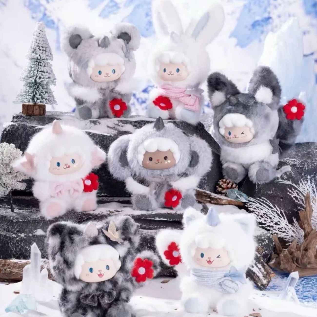 MEEMEE Curly Sheep Maple Snow Fluff Plush Pendant Doll, Little Safflower Series, Birthday Gifts