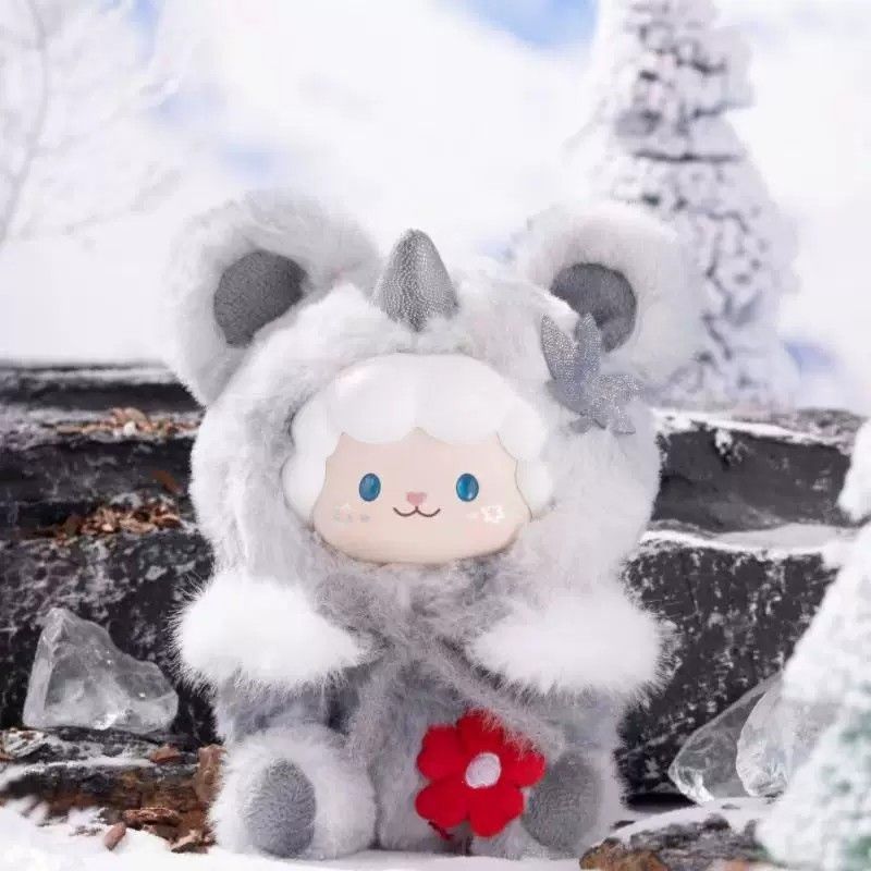 MEEMEE Curly Sheep Maple Snow Fluff Plush Pendant Doll, Little Safflower Series, Birthday Gifts