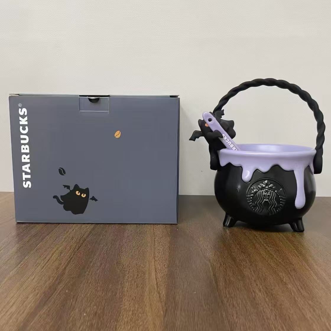 Starbucks Halloween Series Stanley Stainless Steel Tumbler, Witch Cauldron Night Light, Insulated Coffee Cup, Cute Cat & Pumpkin Bear, Holiday Gift Set