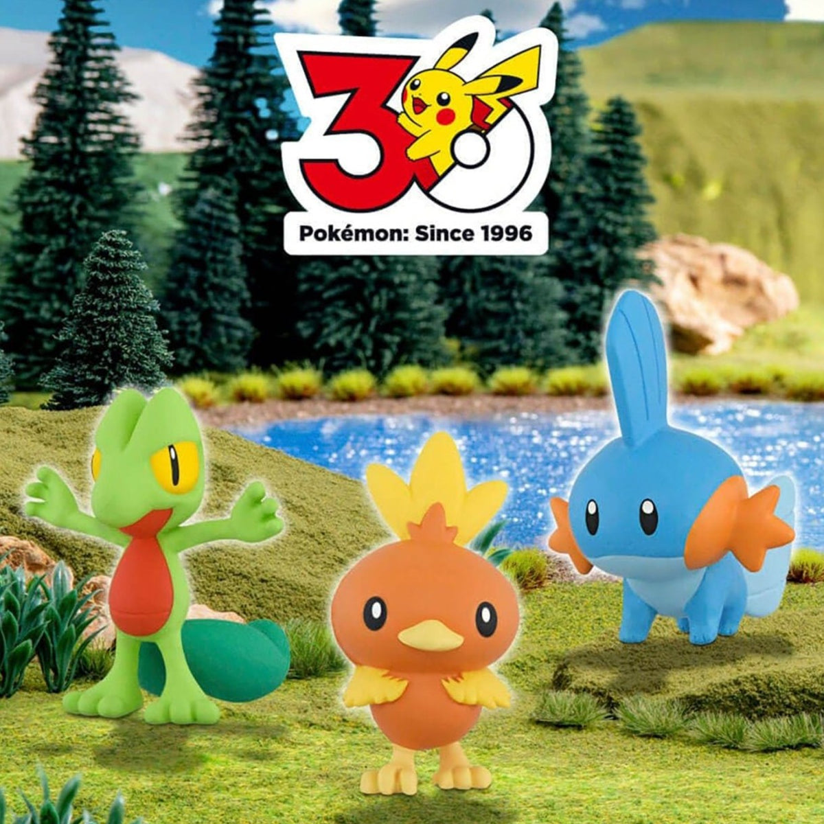 TAKARA TOMY Moncolle Pokémon 30th Anniversary 3-Piece Set Pikachu Figure Desktop Ornament Collectible Toy