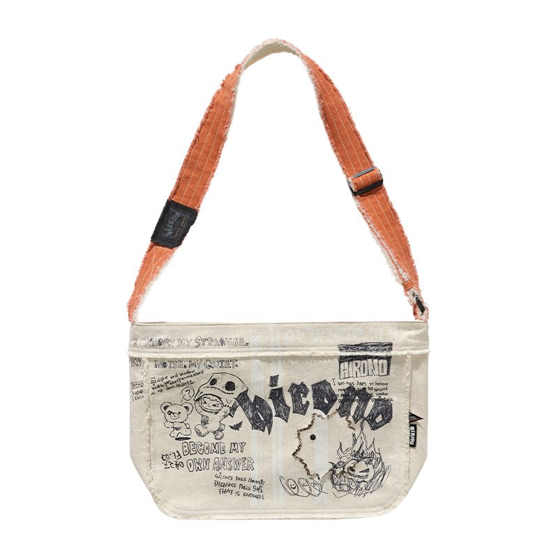 POPMART HIRONO AFTER DARK Graffiti Canvas Crossbody Bag