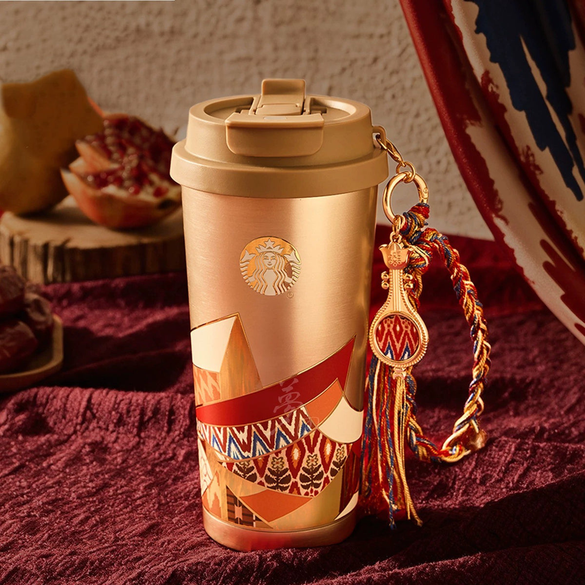 Starbucks Limited Xinjiang Collection Water Bottle, Bearista Plush Doll, Bear-Shaped Glass Straw Cup, Ethnic Pattern Ceramic Mug & Insulated Tumbler, Fridge Magnet & Keychain, Chinese Regional Exclusive Gift Set