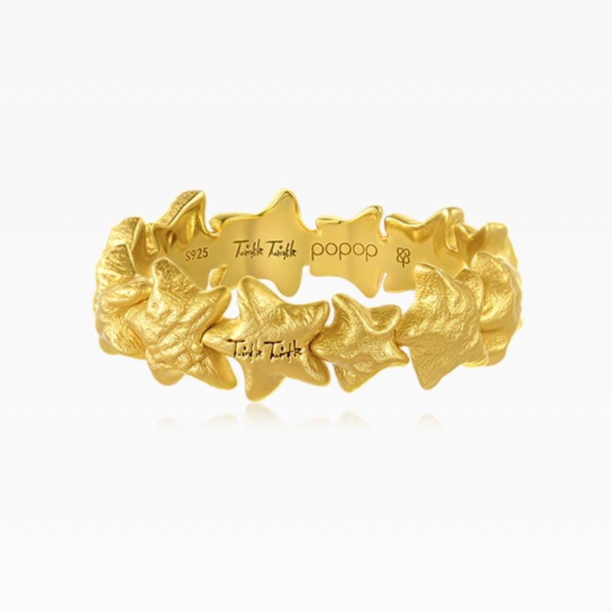 POPOP Jewelry Twinkle Twinkle All The Stars Series Earrings Ring 925 Sterling Silver Gold-Plated