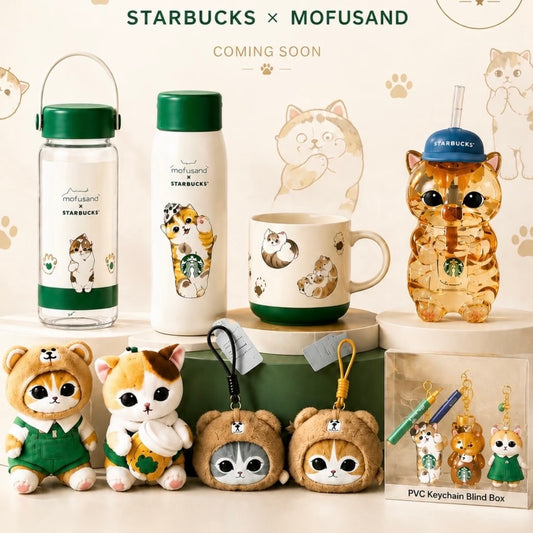 (Pre-Order) SB X Mofusand Singapore Exclusive Thermos Water Bottle Plush Pendant Keychain Blind Box Starbucks