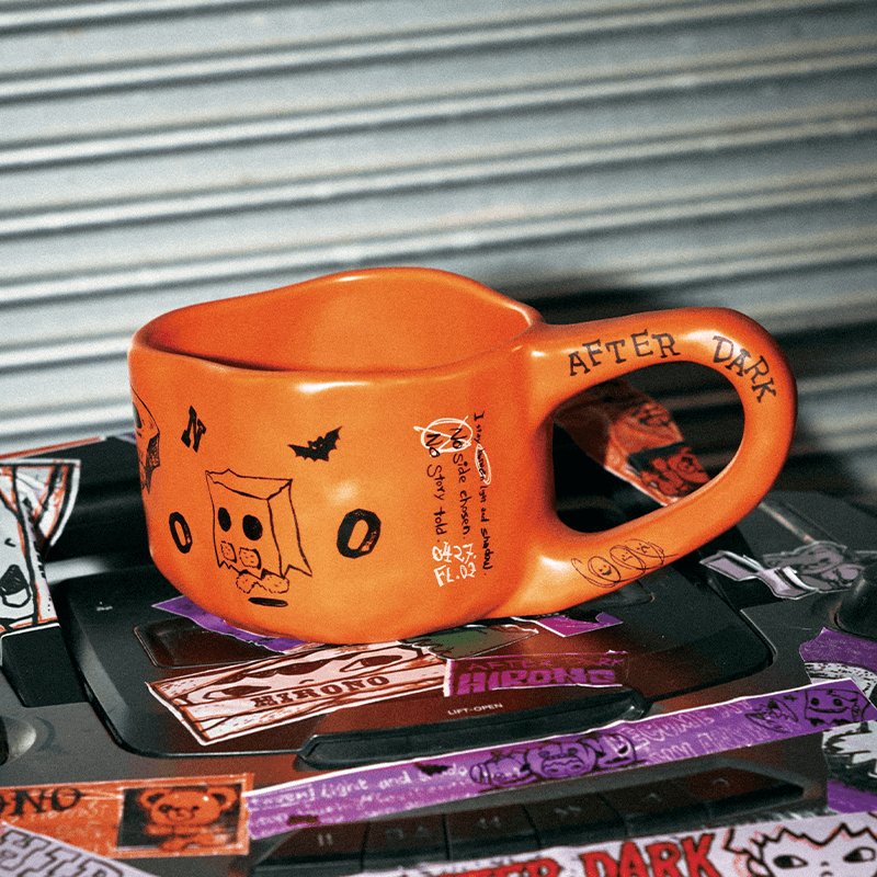 POPMART HIRONO AFTER DARK Mischievous Bear Mug Water Cup – Burnt Orange