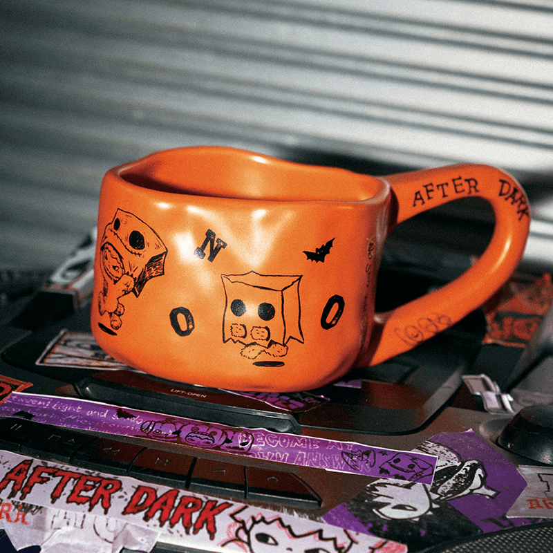 POPMART HIRONO AFTER DARK Mischievous Bear Mug Water Cup – Burnt Orange