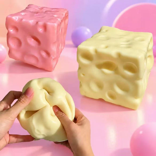 Realistic Cheese Block Squishy Fidget Toy, Fake Food Shaped Soft Stretchy Squeeze Sensory Toy, Stress & Anxiety Relief for Adults Kids, ADHD Sensory Fidget