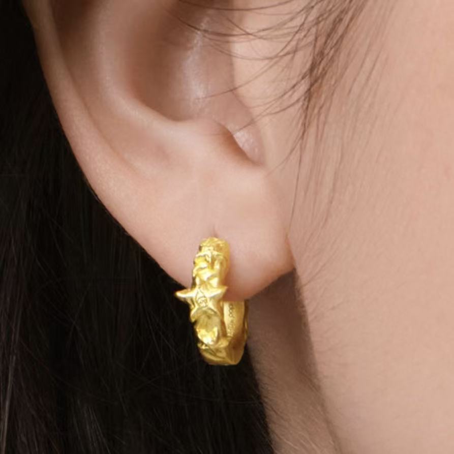 POPOP Jewelry Twinkle Twinkle All The Stars Series Earrings Ring 925 Sterling Silver Gold-Plated