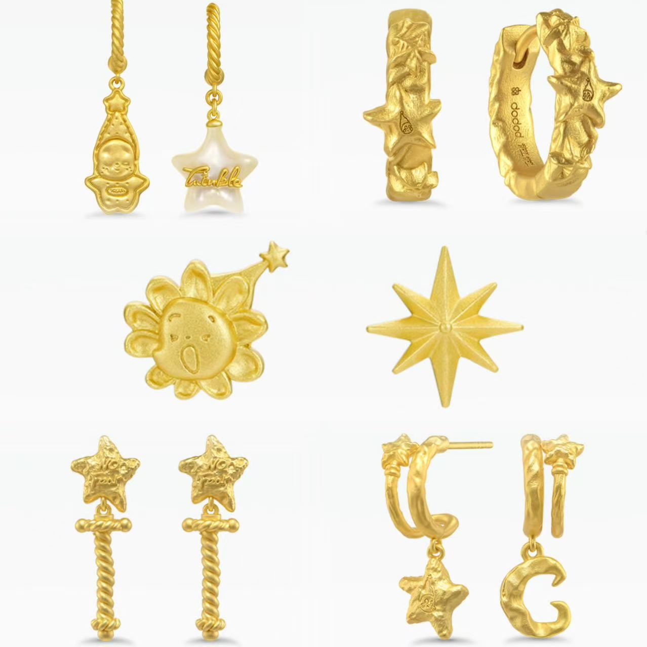 POPOP Jewelry Twinkle Twinkle Earrings 925 Sterling Silver Gold-Plated