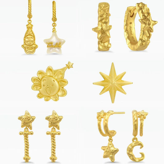 POPOP Jewelry Twinkle Twinkle Earrings 925 Sterling Silver Gold-Plated