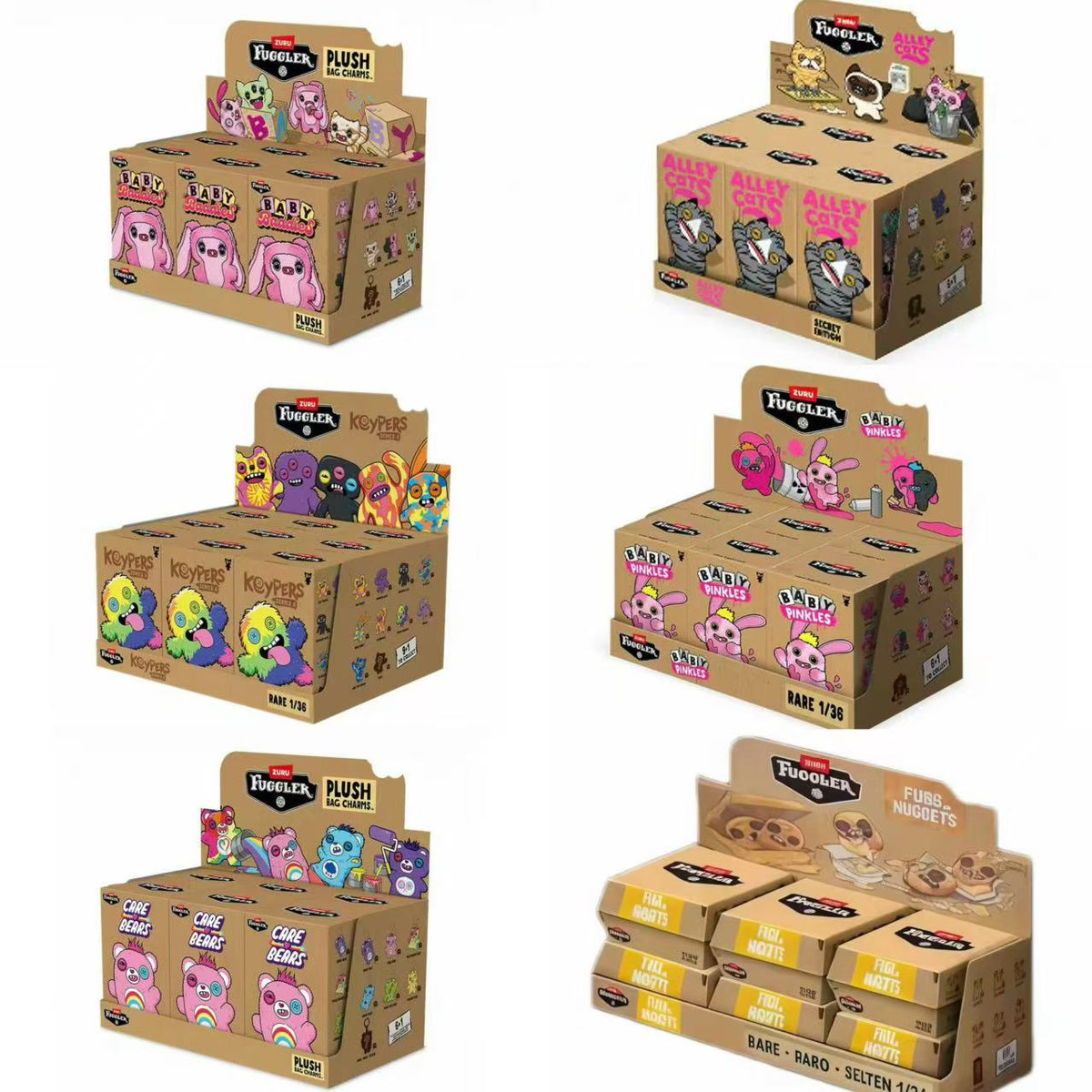 Fuggler x Care Bears Series, Baby Baddies, Baby Pinkles, Funny Ugly Monster Keypers V6 Series, Fugg Nuggets, Alley Cats Series Plush Pendant Blind Box
