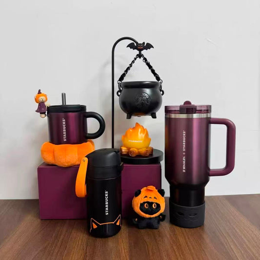 Starbucks Halloween Series Stanley Stainless Steel Tumbler, Witch Cauldron Night Light, Insulated Coffee Cup, Cute Cat & Pumpkin Bear, Holiday Gift Set