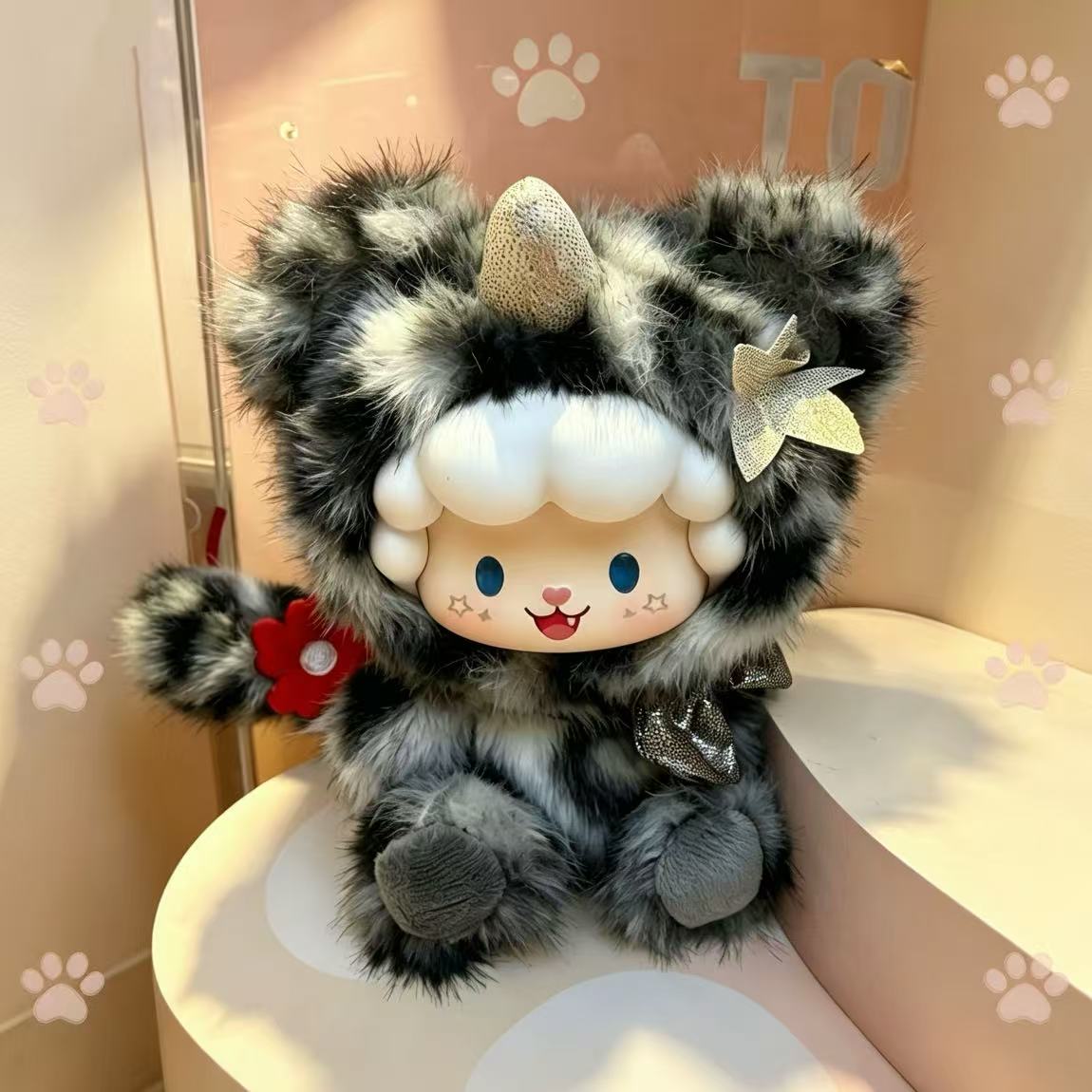 MEEMEE Curly Sheep Maple Snow Fluff Plush Pendant Doll, Little Safflower Series, Birthday Gifts