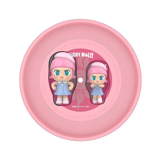 POP MART MOLLY 20th Anniversary Angry Molly Single Record Set "Re" Series Figure Hanging Card