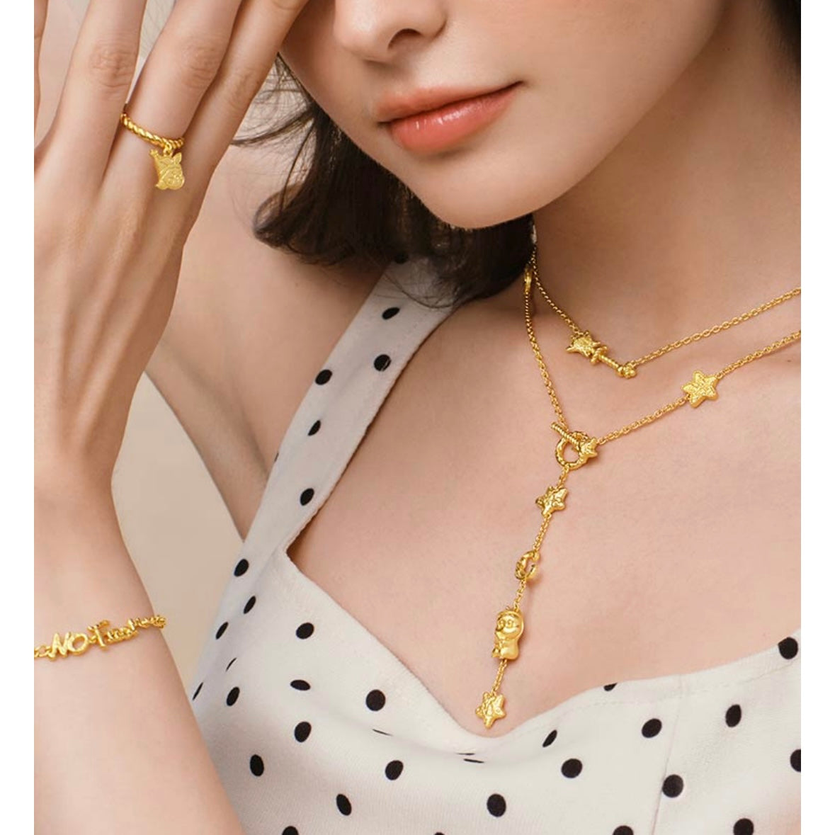 POPOP Jewelry Twinkle Twinkle All The Stars Series Earrings Ring 925 Sterling Silver Gold-Plated