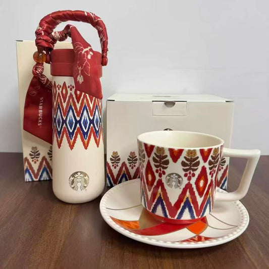 Starbucks Limited Xinjiang Collection Water Bottle, Bearista Plush Doll, Bear-Shaped Glass Straw Cup, Ethnic Pattern Ceramic Mug & Insulated Tumbler, Fridge Magnet & Keychain, Chinese Regional Exclusive Gift Set